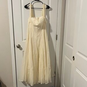 Miss Rosier Érasme Cream White Flounced Midi dress